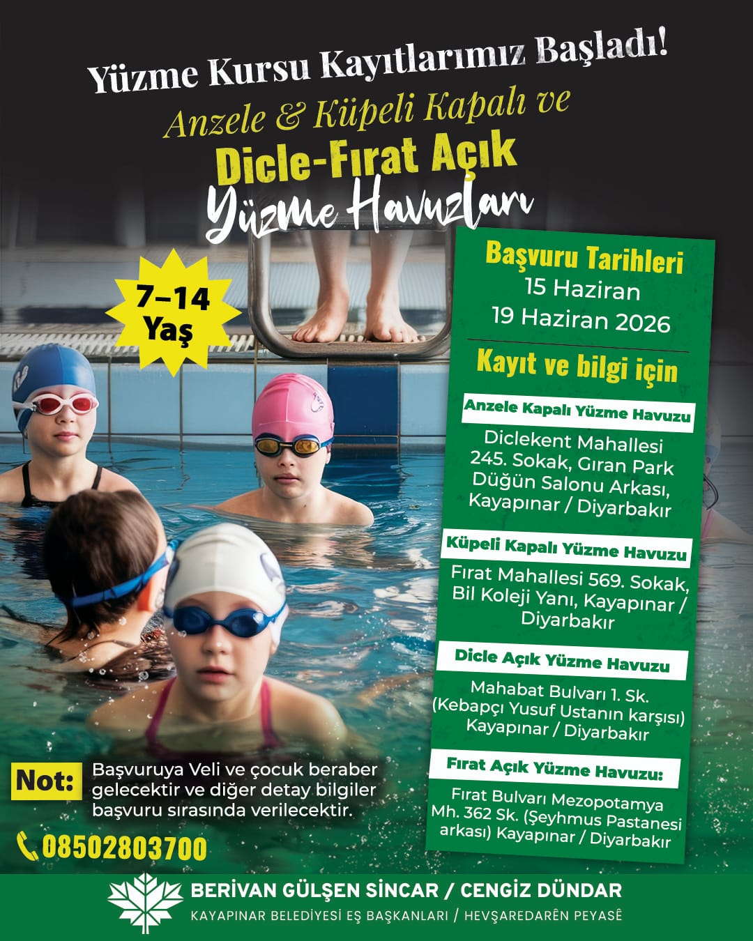 Kayapınar Belediyesi’nin yüzme ve spor kursları başlıyor 